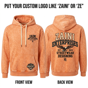 Sudadera con Capucha de Primera Calidad, 350 GSM, Lavado Ácido, 100% Algodón, Corte Holgado para Hombre, Acabado Desgastado Azul, Impresión Personalizada Bordada - Product Image 1