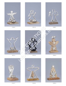 Wood Angel Sculpture Metal Wings <b>Christmas</b> And Home Decoration Centerpiece Modern Style Home Accessories <b>Christmas</b> Ornaments - Product Image 3