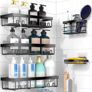 5 Pack Adhesive Shower Caddy Organizer Shelves Rack Home <b>Kitchen</b> RV Access Bathroom <b>Storage</b> <b>Corner</b> Shelves Easy Home <b>Kitchen</b> - Product Image 1