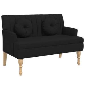 Banc en bois massif avec tissu noir (100% polyester) - Meubles de salon - Product Image 2