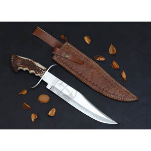 Couteau de chasse J2 en acier, fait main, personnalisé, neuf, avec manche en corne de cerf, le meilleur couteau de survie Bowie de collection, très tranchant - Product Image 1