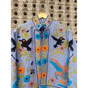 Chaqueta Acolchada Reversible para Mujer, Bordada con Flores y Pájaros, Ecológica, de Secado Rápido, 100% Algodón, Cuello Mao, Larga, para Otoño e Invierno - Product Image 2