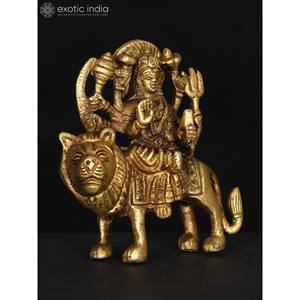 Exótica Escultura de Latón de la Diosa Sherawali de la India, Pequeña, de 3 Pulgadas - Product Image 4