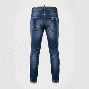 Jean en denim déchiré délavé coupe droite pour homme, taille haute, en coton, style hiver, qualité supérieure - Product Image 3
