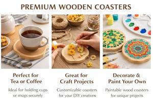 Sous-verres en bois personnalisés très demandés, sous-verres durables en bois naturel pour hôtel, disponibles au prix d'exportation - Product Image 5