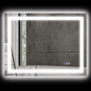 Specchio LED da Bagno Dimmerabile 35'' X 28'' con Funzione Anti-Appannamento, Memoria e Temperatura Colore Infinita, Retroilluminato/Anteriore Illuminato - Product Image 1