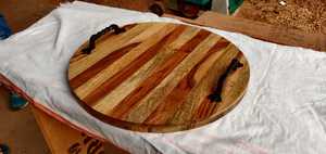 Bandeja de Servir de Madera Hecha a Mano y Pintada a Mano, Diseño Rectangular Estilo Americano, Madera Sólida Pulida, Platos No Tóxicos - Product Image 3
