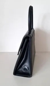 Bolso de Mano Royaa Vintage con Marco de Cuero Negro, Cierre de Botón, Asa Superior, Casual, de Cuero Genuino, Resistente al Agua, de Lujo, hasta 1L - Product Image 5