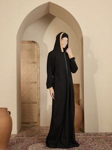Nueva Abaya Tradicional Islámica Negra para Mujer, Estilo Saudí, Primavera 2026, Dubai, Poliéster Transpirable, Largo hasta el Tobillo, Musulmana - Product Image 2