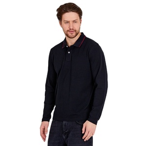 Camiseta Polo para Hombre, Mezcla de Algodón, Corte Elegante, Manga Larga, Etiqueta Privada, Logotipo Personalizado, Fabricante OEM - Product Image 1