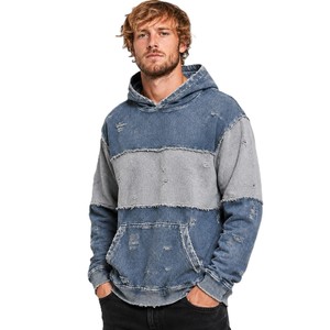 Sudadera con Capucha Extra Grande para Hombre, de Felpa, Lisa, con Parches, 100% Algodón, Informal, con Bolsillo, Estilo Primavera - Product Image 1