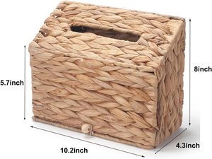 Boîte à mouchoirs portable en jacinthe d'eau, faite à la main, écologique, de haute qualité, style vintage, couleur et logo personnalisables, le meilleur choix pour la vaisselle - Product Image 2