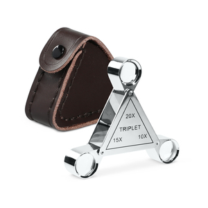 Loupe de poche en métal à triple lentille 18 mm, grossissement 10x 15x 20x, étui en cuir pour réparation de bijoux, lecture et inspection de pierres précieuses - Product Image 1