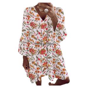 Vestido Midi de Algodón para Mujer, Diseño de Primera Calidad, con Mangas Campana, Ideal para Primavera y Verano, Atuendo Perfecto para Vacaciones - Product Image 3