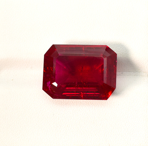 Rubis de laboratoire avec inclusions visibles, taille émeraude, pierres précieuses en vrac, pierre de naissance de juillet, 16x12 mm, 17,20 carats - Product Image 6