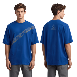 T-shirt de luxe pour homme, coupe oversize à épaules tombantes, avec broderie Royal Elevation et construction en coton lourd de qualité supérieure - Product Image 1