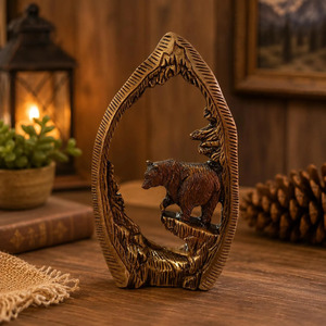 Estante de pared de latón Shubham con diseño de oso, hecho a mano, para aromaterapia, estilo Art Deco, decoración de montaña para el hogar u oficina - Product Image 6