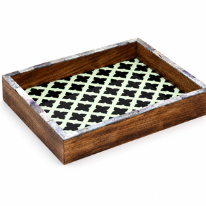 Handcrafted Wooden Art Deco Serving Tray | Multi-functional Decorative Display Platter Luxury Coffee Table Organizer - Product Image 2