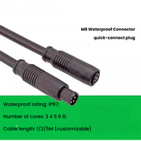 Connecteur aviation rapide M8 IP67 étanche, 3, 4, 5, 6, 8 broches, mâle/femelle, à clipser, boîtier en nylon PA66 PVC