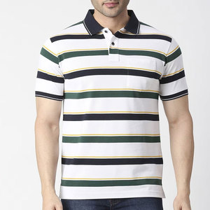 Men's Striped <b>Polo</b> Shirt Short Sleeve Casual Knitted Regular Fit with Pocket <b>White</b> Navy Green Yellow <b>Polo</b> Shirts - Product Image 1