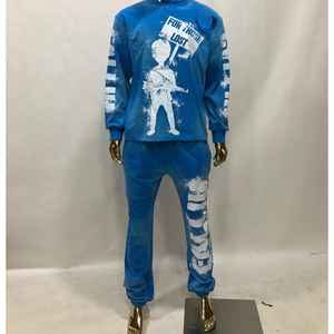 ชุดฮู้ดดี้ผู้ชายคุณภาพสูงสำหรับฤดูหนาว ODM พร้อมโลโก้ด้านหน้า เสื้อสเวตเชิ้ตและกางเกงสเวตแพนท์สไตล์สตรีทแวร์ - Product Image 2