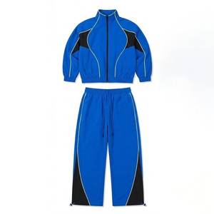 New Arrivals Custom Logo Blue Men's Nylon <b>Wind</b> <b>Breaker</b> Panel With Pants Sets For Summer Quick Dry Set Streetwear Zipper Jackets - Product Image 1