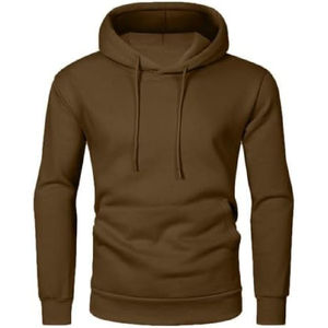 <b>Men's</b> Hooded Fleece Sweatshirt Solid Color Casual Oversized Fit 100% Cotton Autumn Wear Olive Green - Product Image 2