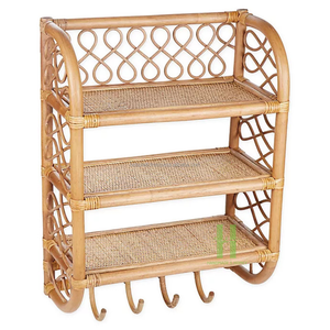 Hot Classics Estante de pared de cocina de ratán Estante de almacenamiento de mimbre Estantes para pared Diseños OEM Aceptable Personalizado Hecho a mano Vietnam - Product Image 4