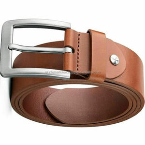 El cinturón informal de cuero puro marrón hecho en La India más vendido para hombres con hebilla de una sola punta de latón de níquel elegante tamaños personalizados - Product Image 6