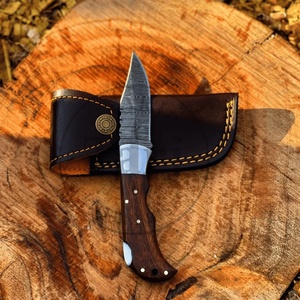 Premium Damascus Folding Knife Wood Handle EDC Pocket Knife Leather Case OEM Supplier USA EU Gift Him TARJ ENTERPRISES <b>Drop</b> - Product Image 6