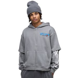 เสื้อฮู้ดซิปแบบเรียบ ไม่มีลาย พิมพ์โลโก้ด้วยระบบดิจิทัล ผ้าย้อมสีพื้น น้ำหนัก 370gsm/430gsm ทรงโอเวอร์ไซส์ สำหรับผู้ชาย เหมาะสำหรับฤดูหนาว - Product Image 1