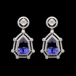 Handmade Tanzanite <b>Stud</b> Earrings Natural Blue Gemstone 925 Sterling <b>Silver</b> Gold Plated Luxury Jewelry Women Party Elegant Gift - Product Image 1