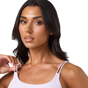 Débardeur de sport décontracté pour femme, rose clair, à double bretelle, court, respirant, en maille unie, extensible, pour yoga et entraînement, sans manches - Product Image 3