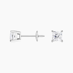 Pendientes de Diamantes Cultivados en Laboratorio con Corte Princesa de Cuatro Puntas, Plata de Ley 925, 1 Quilate, Certificados por IGI - Product Image 2