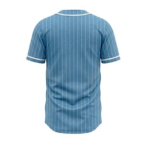 เสื้อเบสบอลสีฟ้าอ่อนลายทาง ชุดทีมลายทาง ผ้าตาข่ายระบายอากาศ แห้งเร็ว เสื้อผ้ากีฬา ติดกระดุมทั้งตัว - Product Image 2