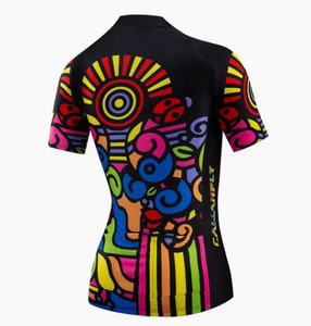 Ensemble de maillot de cyclisme pour homme, coloré, géométrique, manches courtes, respirant, fermeture éclair sur le devant, design sportif, vêtements d'été - Product Image 5
