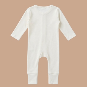 Ensembles de vêtements pour bébés bio Cot & Candy, combinaison zippée blanc cassé, lot de 3, style mignon, pantalons pour garçons nouveau-nés de 0 à 6 mois - Product Image 3