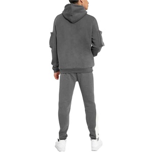 Ensemble pull-over de jogging pour hommes Styles personnalisés survêtements coupe-vent poches cargo vêtements de sport en polyester lavé Technics - Product Image 2