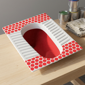 Modern Red Art Double Color <b>Ceramic</b> Squat Toilet <b>Pan</b> Orissa Eastern Sanitary Ware Indian Designer WC Export - Product Image 4