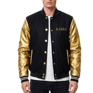 แจ็คเก็ตวาร์ซิตี้ฤดูหนาวคุณภาพพรีเมียมแบบสั่งทำปี 2026 แขนสีทอง โลโก้ด้านหน้าแบบเรียบ ทนลม ระบายอากาศได้ดี สำหรับผู้ชาย - Product Image 5