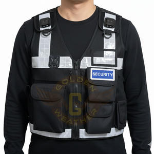 Chaleco de Seguridad Reflectante LED de Alta Visibilidad Personalizado, Transpirable, de Poliéster, con Múltiples Bolsillos, Negro, Táctico - Product Image 2