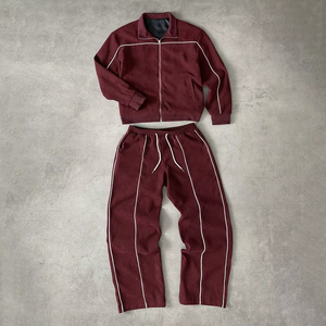 Conjunto Deportivo para Hombre Color Granate, Chaqueta con Cierre y Pantalones, Estilo Casual Deportivo - Product Image 1