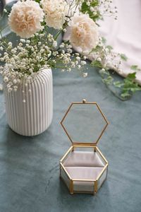 Brass Square Jewelry <b>Box</b> with Mirrored Lid Ornate Legs Vintage Decorative Trinket <b>Box</b> for Rings <b>Earrings</b> Necklaces - Product Image 4