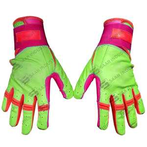 Nuevos Guantes de Bateo de Béisbol Profesionales Personalizados SAAR INDUSTRIES, de Cuero Vacuno con Cierre de Velcro, para Ambas Manos - Product Image 1