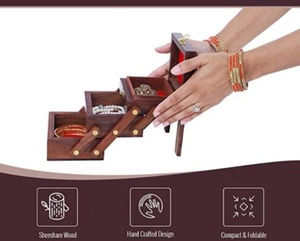 Artisanat traditionnel Sheesham bois boîte bracelet boîte pour femmes extensible boîte à bijoux cadeau pour mère cadeau de mariage indien - Product Image 6