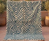 Tapis marocain Beni Ourain & Azilal 100% laine fait main, à poils longs, lavable, avec envers en latex épais, pour la décoration intérieure
