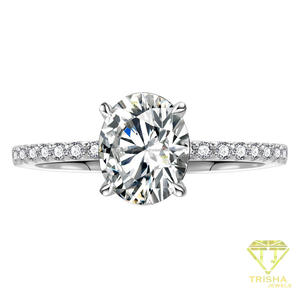 Elegant Round Cut Moissanite Diamond <b>Ring</b> In 925 Sterling <b>Silver</b> With Stones Luxury <b>Solitaire</b> Engagement Jewelry by trisha - Product Image 4