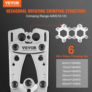Heavy Duty 10-1/0 AWG <b>Battery</b> Cable Lug Crimping Tool with 60PCS Aluminum <b>Ring</b> Connectors Terminals for 6 Wire Size - Product Image 2