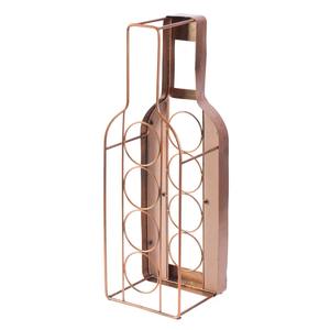 Porte-bouteilles de table sculptural en fil métallique géométrique bronze moderne, support à vin abstrait contemporain en métal - Product Image 1