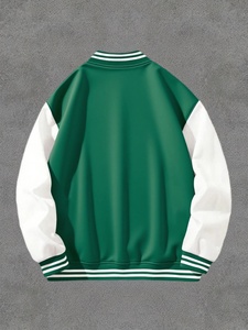 เสื้อแจ็คเก็ตสีเขียวสำหรับผู้ชาย สไตล์ลำลอง ปกคอพับ แขนยาว สีพื้น ผ้าโพลีเอสเตอร์ผสมคอตตอน เสื้อคลุมสำหรับฤดูใบไม้ร่วง สตรีทแวร์ - Product Image 2